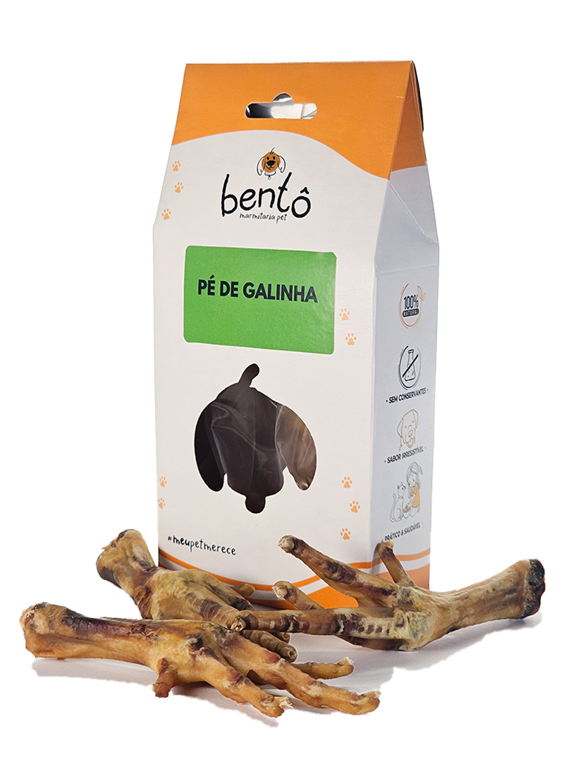 Pé de Frango desidratado Bentô - Alimento natural e saudável para pets