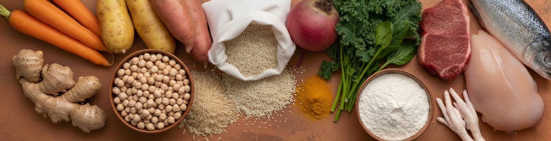 Ingredientes alimentação natural para cães Bentô