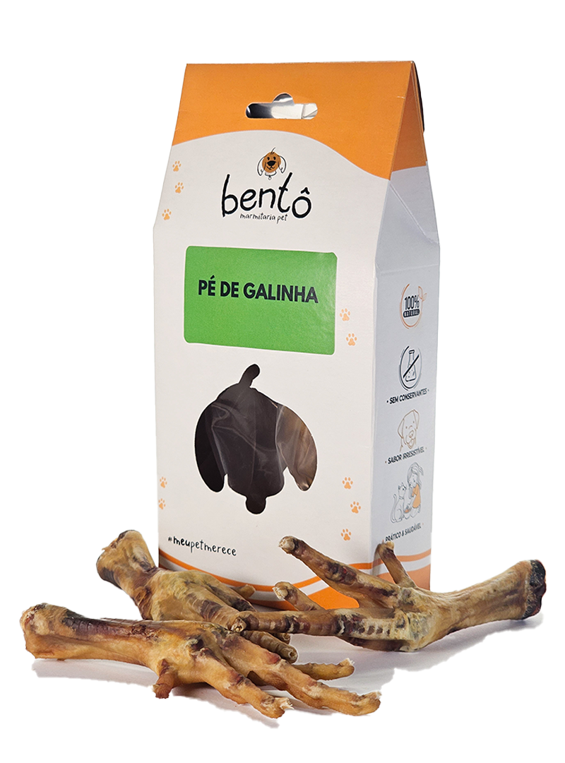 Pé de Frango desidratado Bentô - Alimento natural e saudável para pets